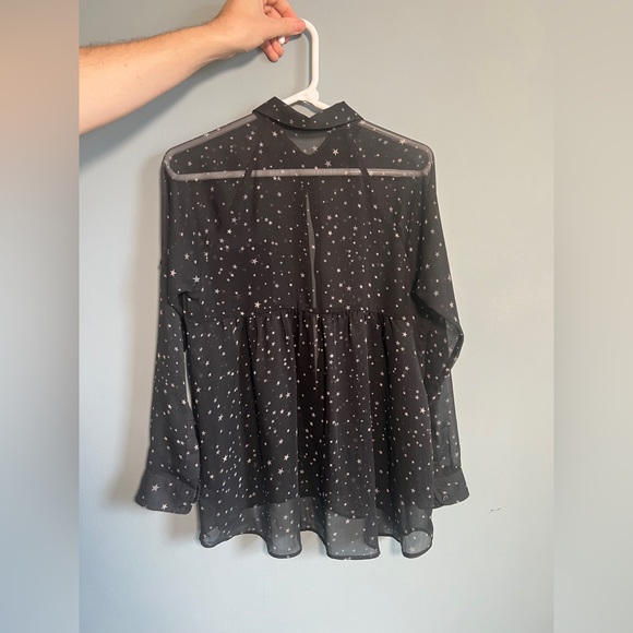 Vintage Express sheer black star blouse - Picture 3 of 3